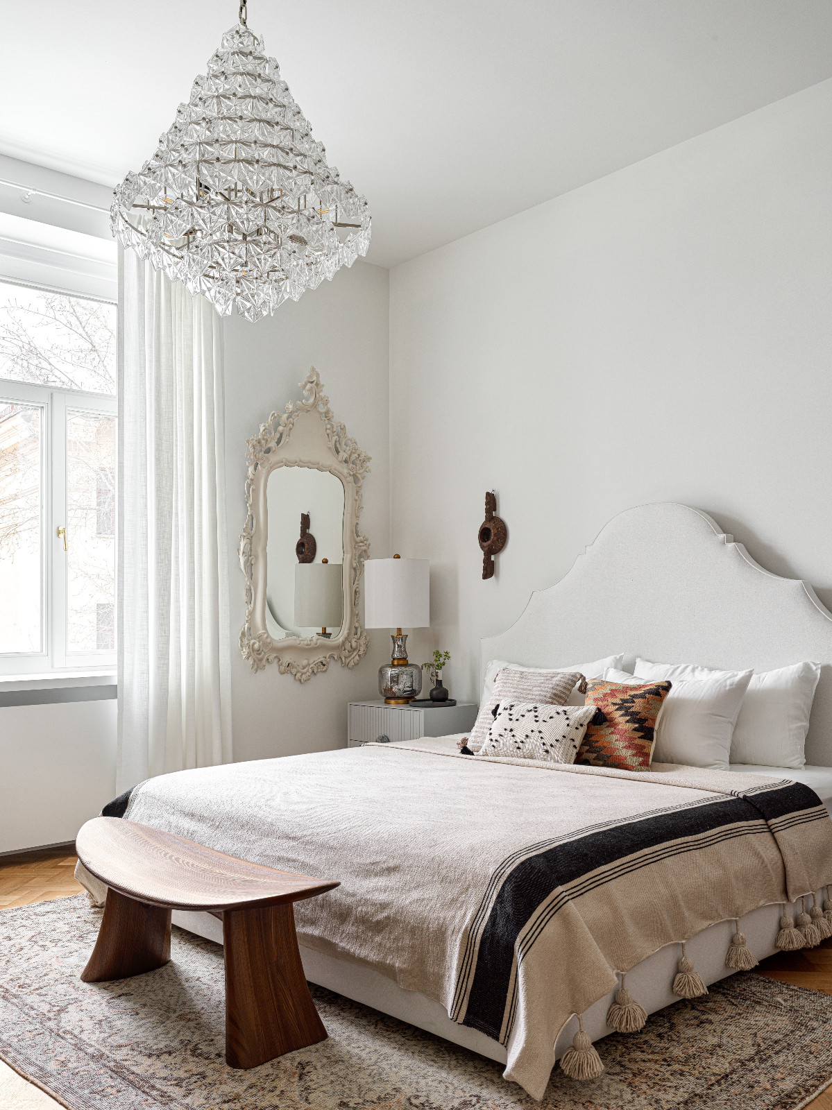 The bedroom of a Moscow apartment renovated by Anna Erman