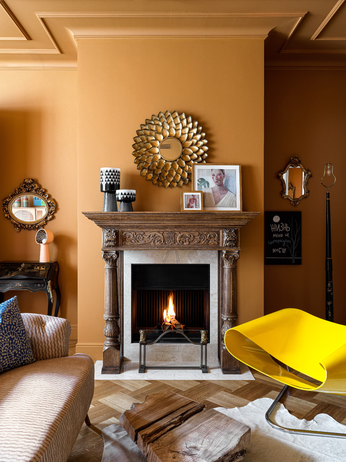 The living room of a Moscow apartment renovated by Anna Erman