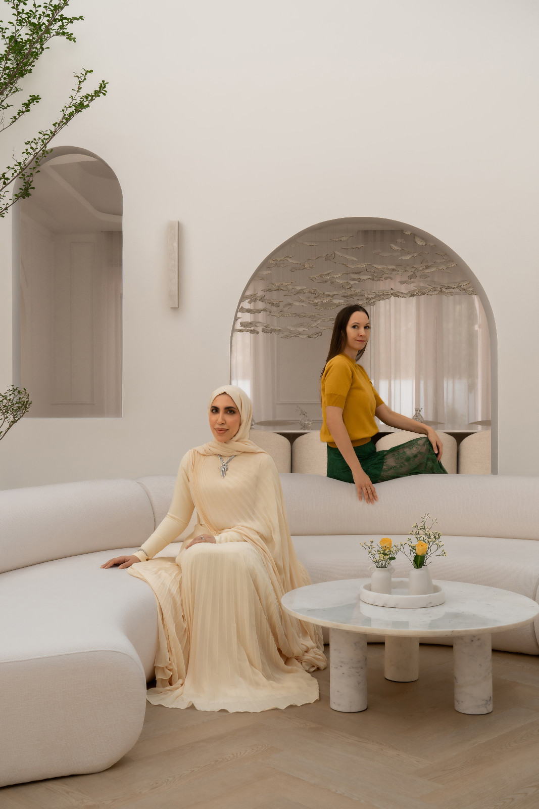 From left: the homeowner of The White Arcade, and interior designer D’Ora Tokai of the eponymous design firm