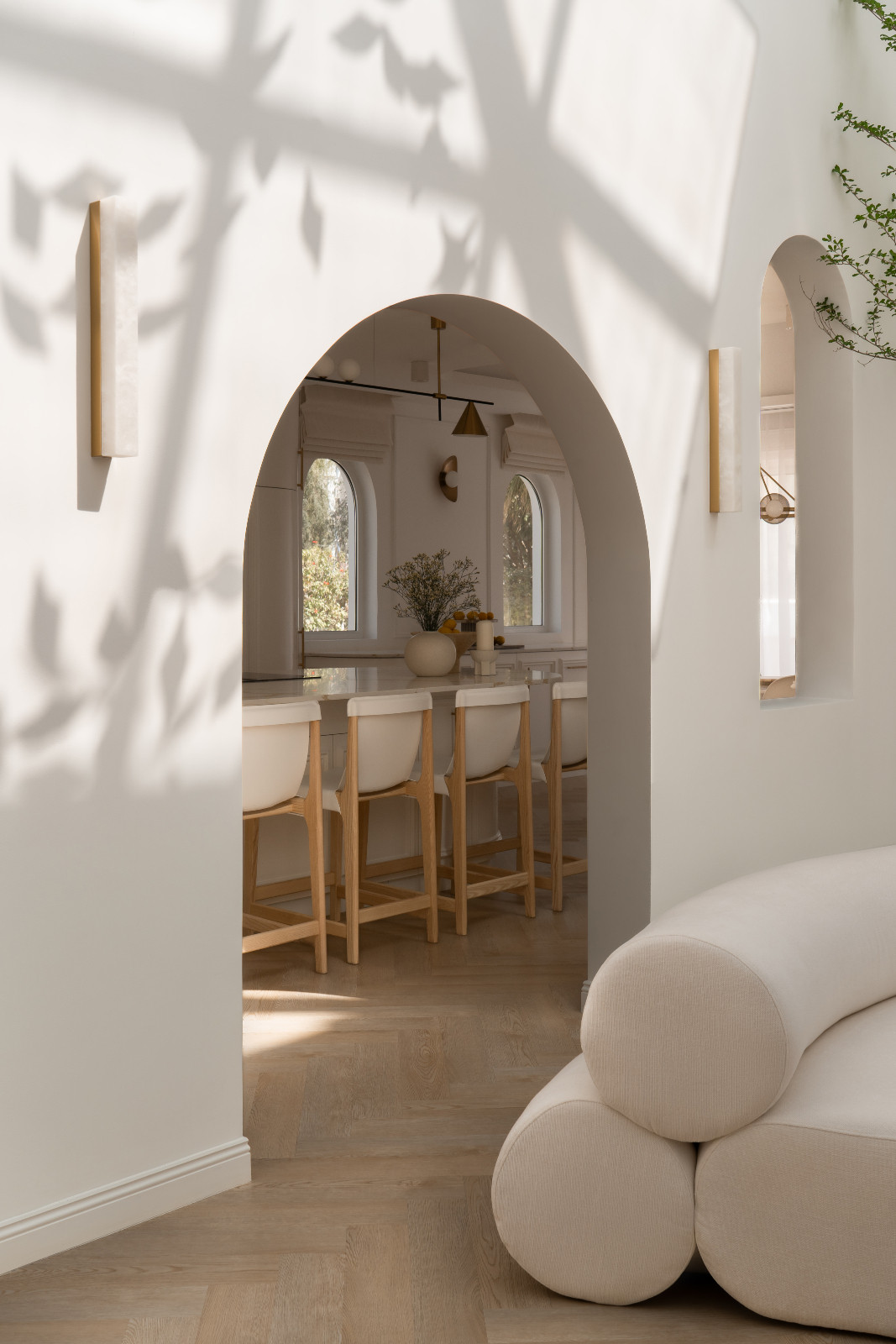 The motif is seen at doorways and windows to transitional openings and ceiling junctions