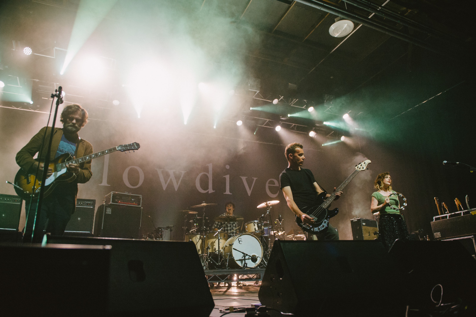 KEFLAVIK, ICELAND - JULY 11: Slowdive performs live on stage at ATP Iceland music festival at Asbru on July 11, 2014 in Keflavik, Iceland. (Photo by Matthew Eisman/WireImage)