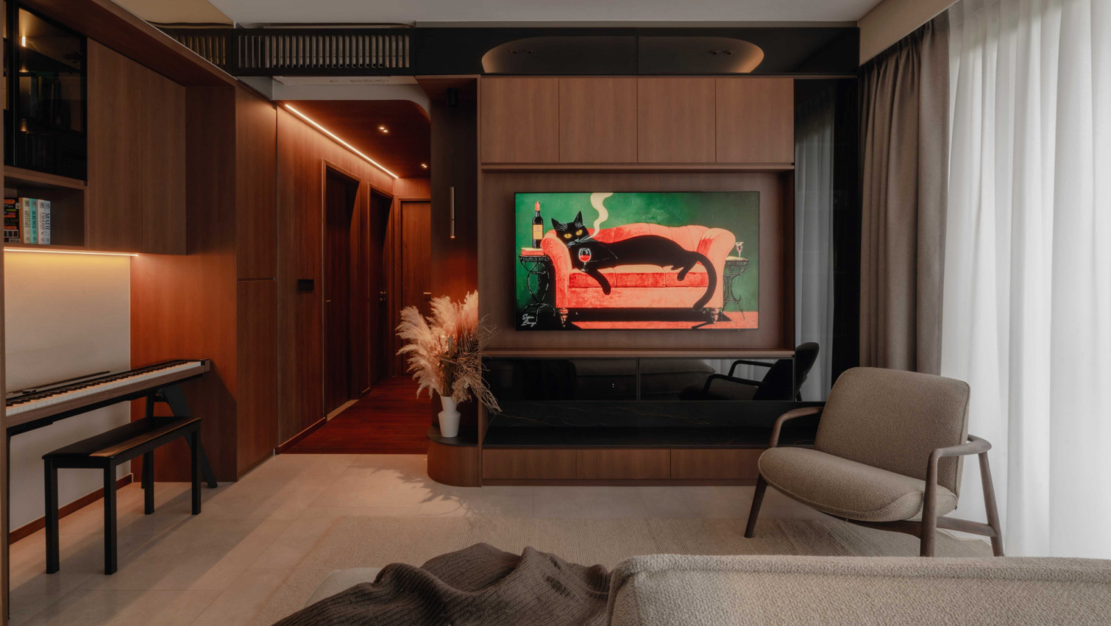Bloooprint Studio's interior design for a four-bedroom home in Ang Mo Kio achieves showflat polish while keeping everyday life comfortably at its centre