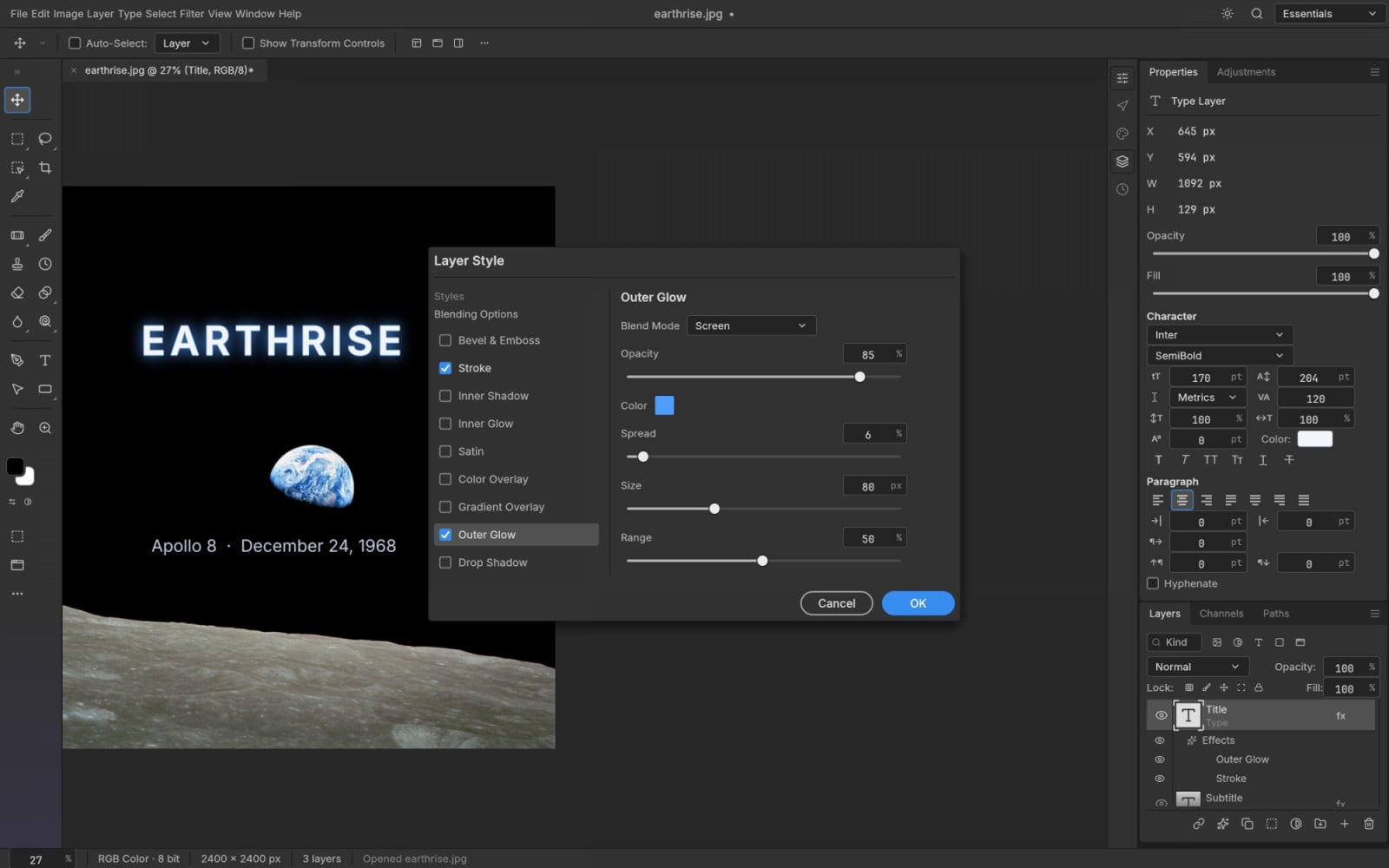 ArtCraft’s PhotoCraft software, which closely resembles Adobe Photoshop—in this case, with the ability to layer styles (Photo: ArtCraft)