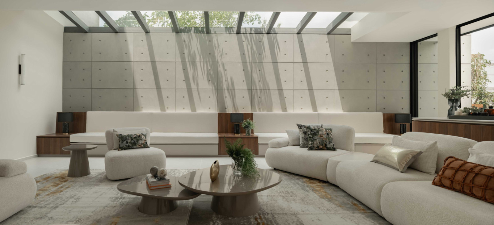 This skylight paints a moody shadow into the interior during daytime