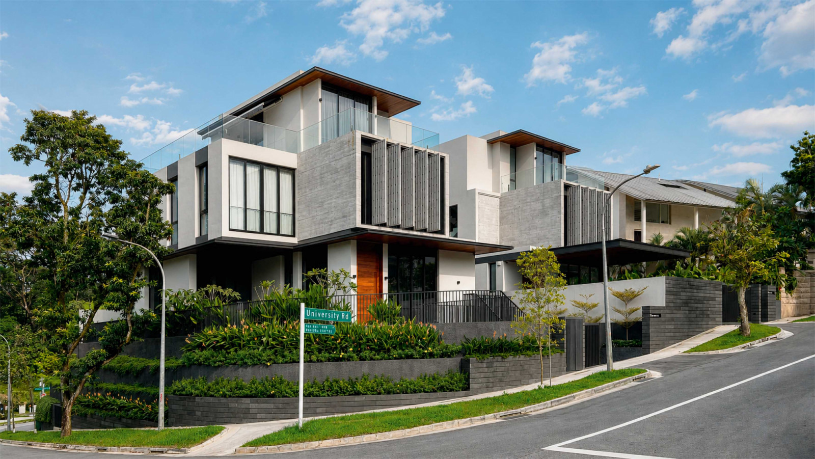 The tranquil neighbourhood of the 124 University Road landed home in Singapore