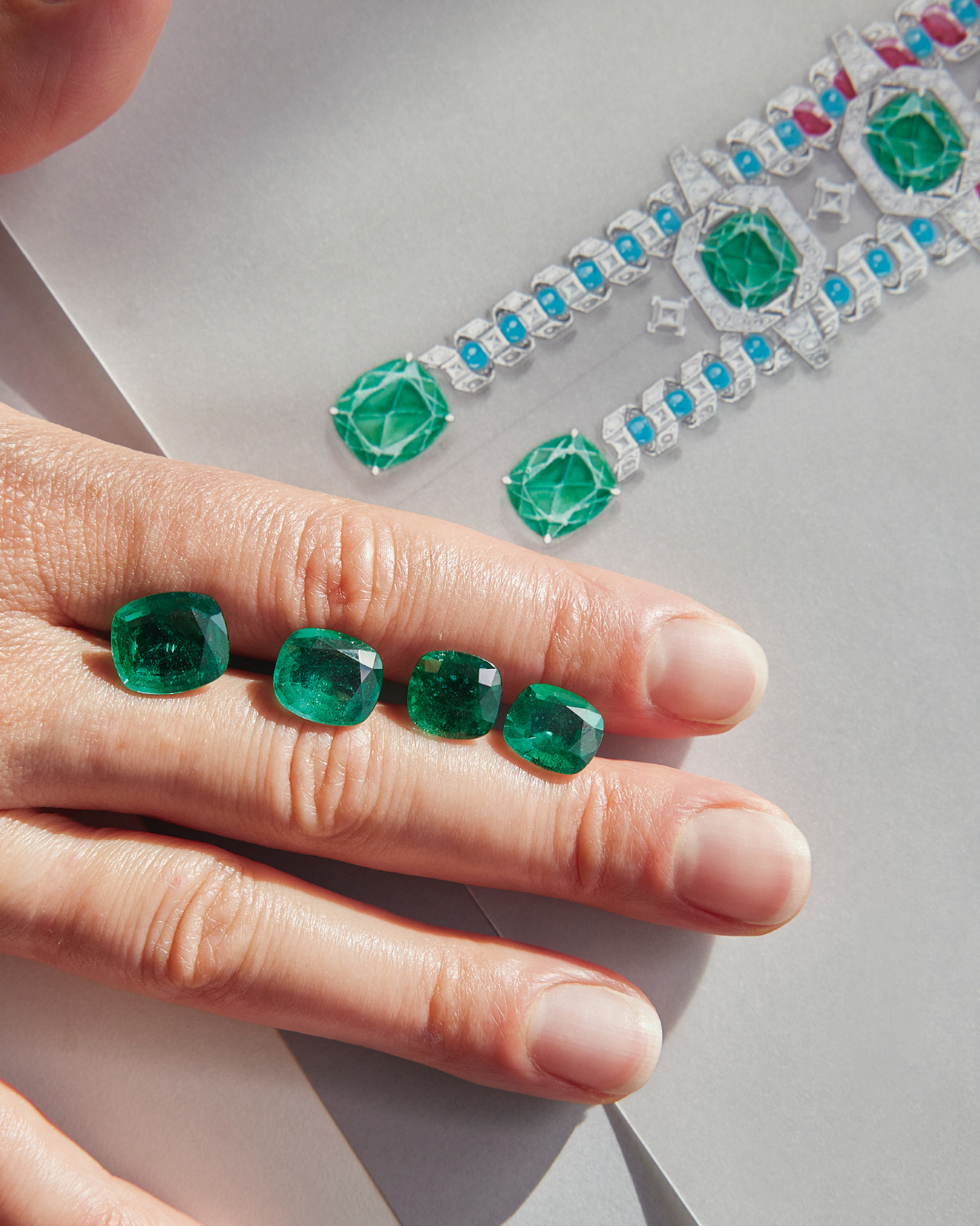 แบบร่างของ Cartier "Fibria Necklace – Le Chœur des Pierres Collection" (ภาพ: Cartier)