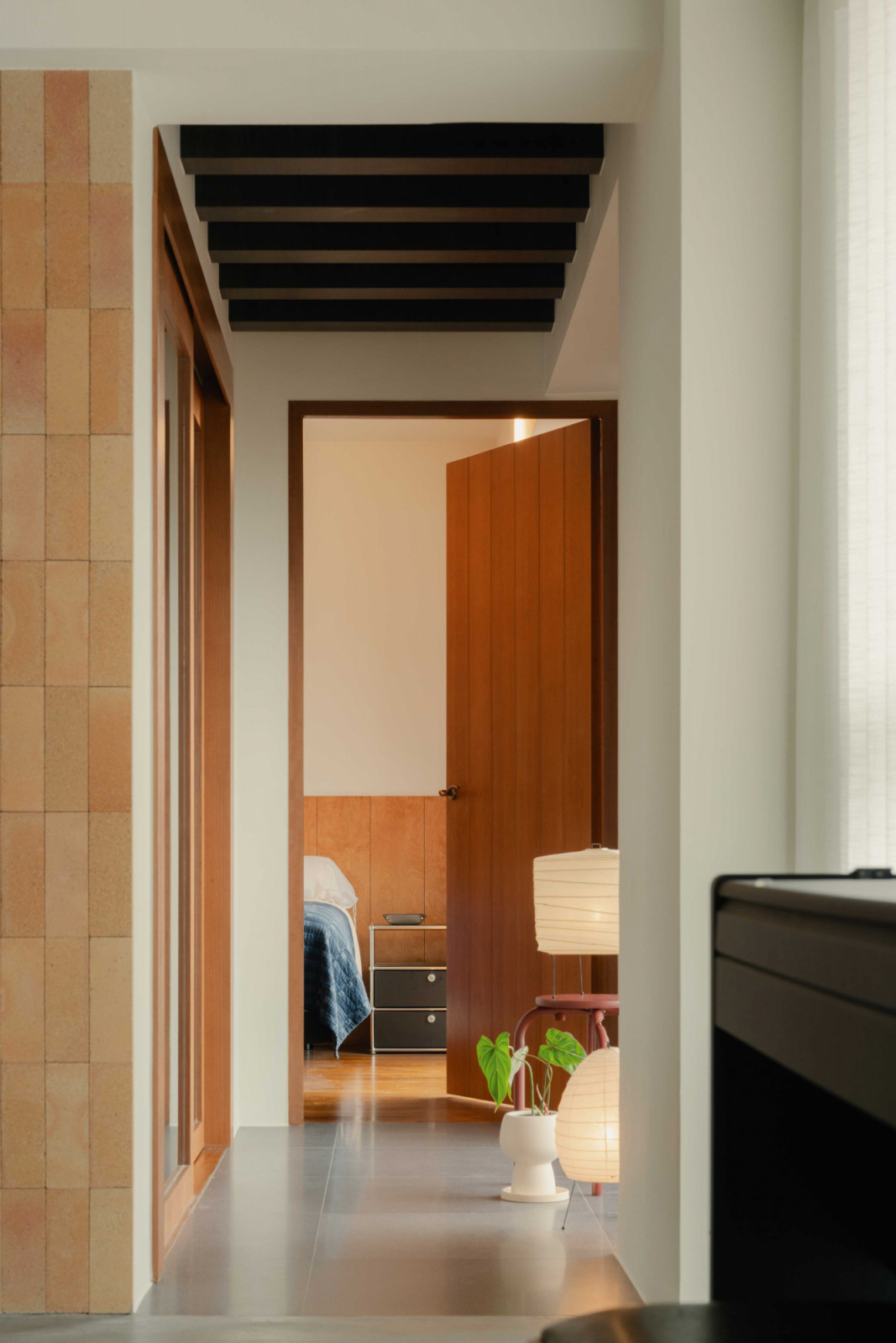 The layered view to the master bedroom