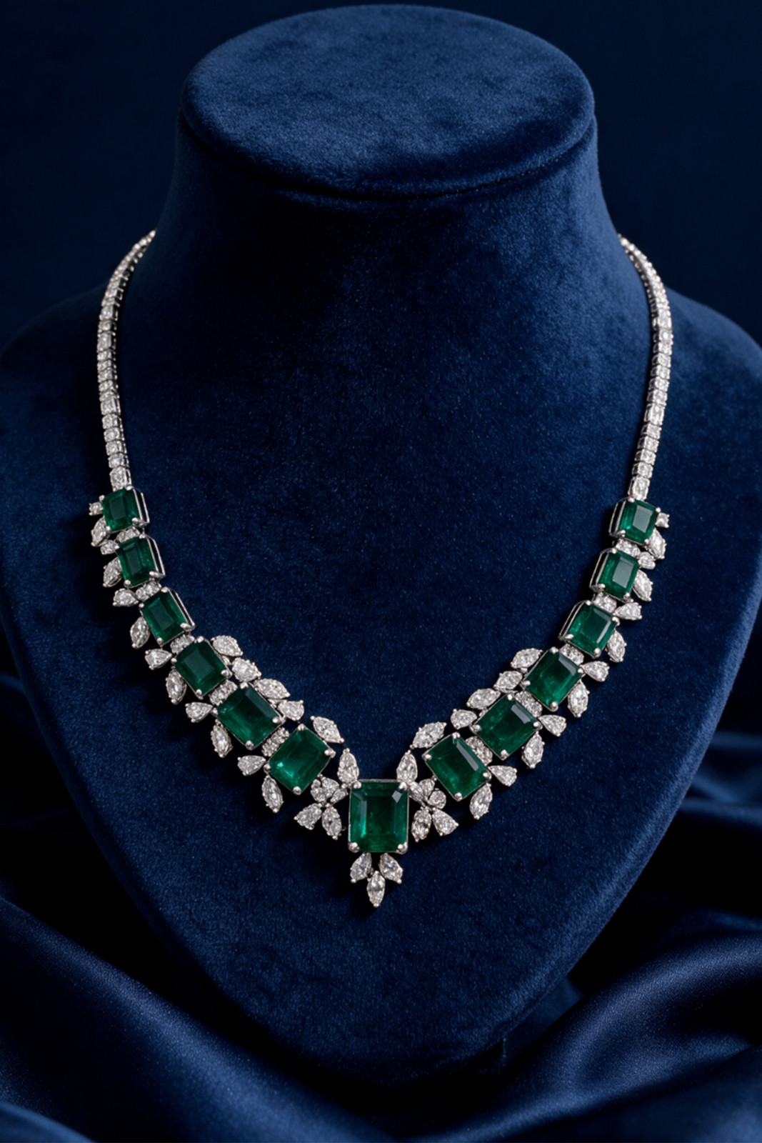 CTJ Emerald and Diamond Cascade Necklace
