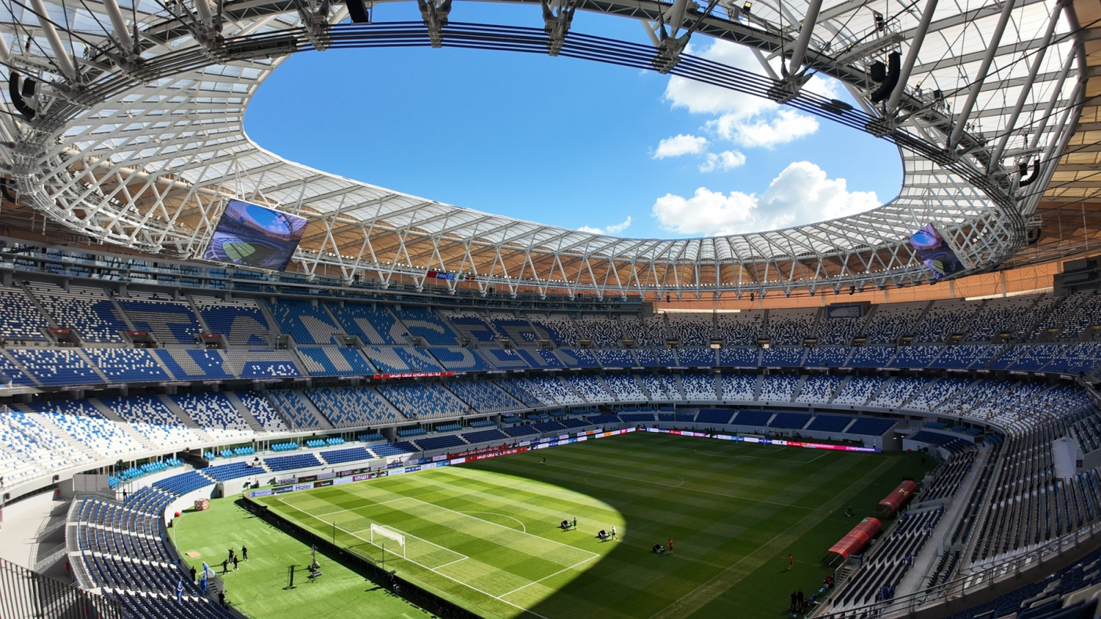 Inside Tangier Grand Stadium, a 52,000-square-metre canopy of metal cables and flexible membranes shelters the terraces, which were brought closer to the pitch when the old athletics track was removed. (Photo: Abdou Faiz)