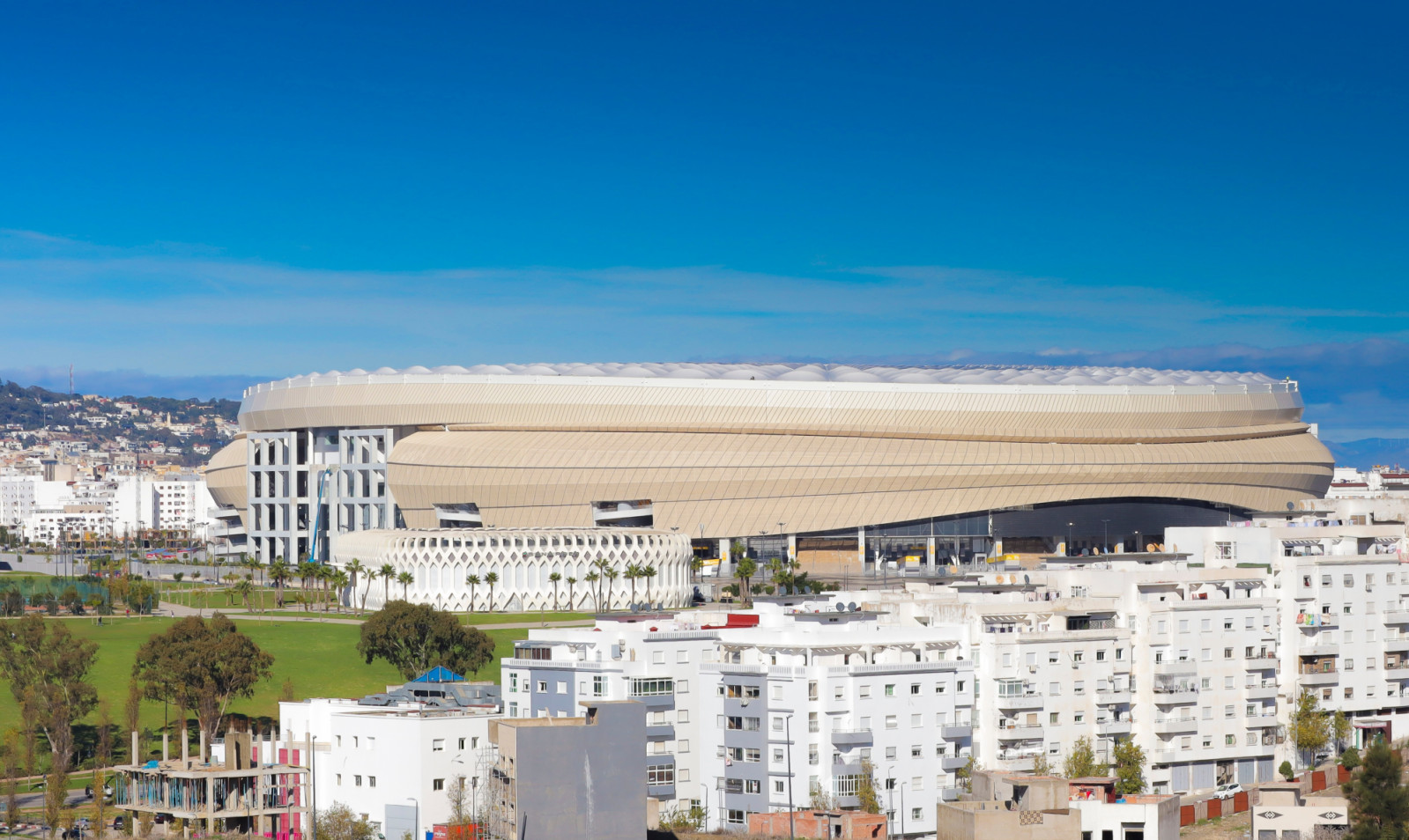 Also known as Ibn Batouta Stadium, the ground rises above the white apartment blocks of Tangier and now seats 75,500, making it Morocco’s biggest stadium. (Photo: Morocco lens)