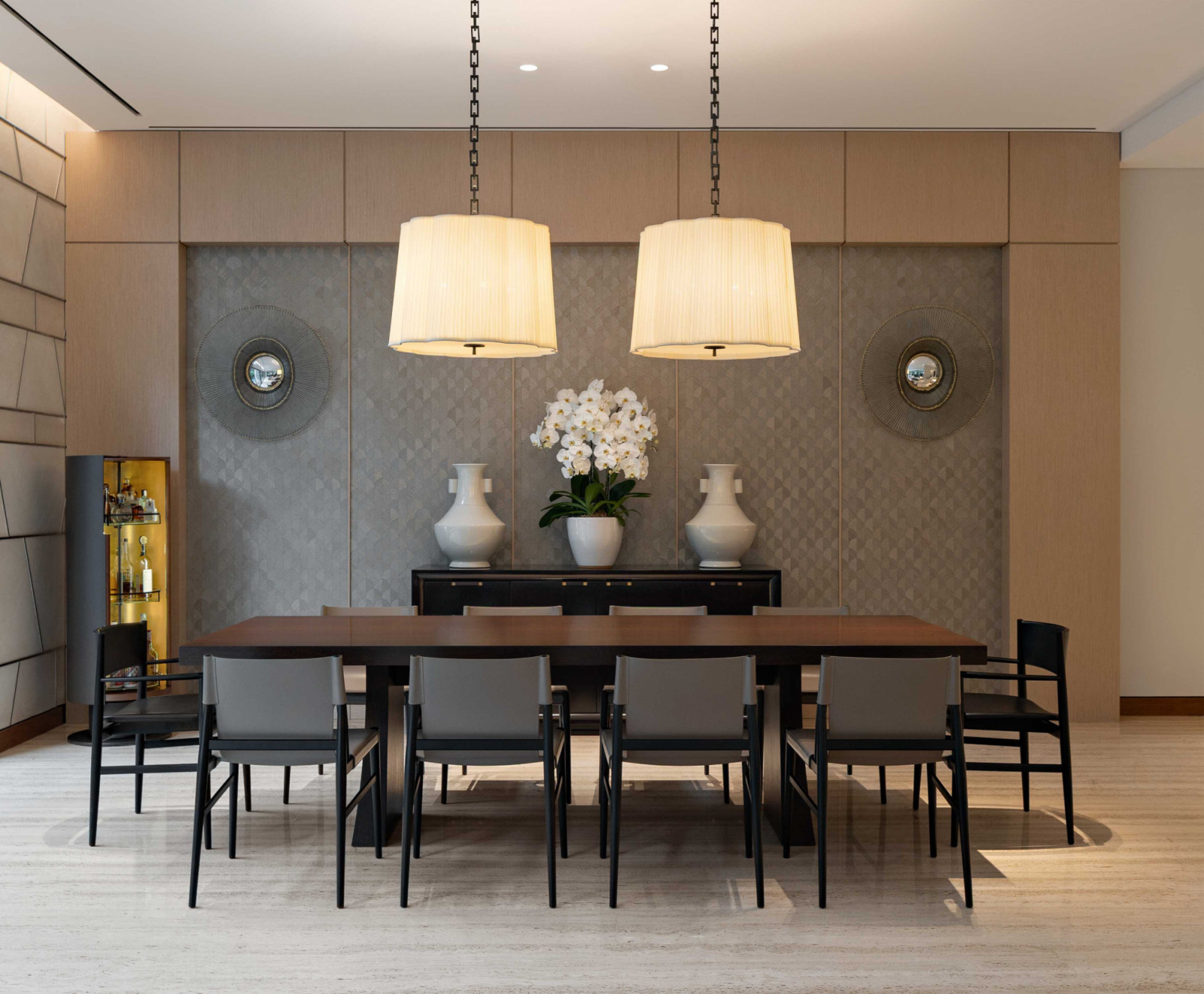This elongated dining table is ideal for large gatherings