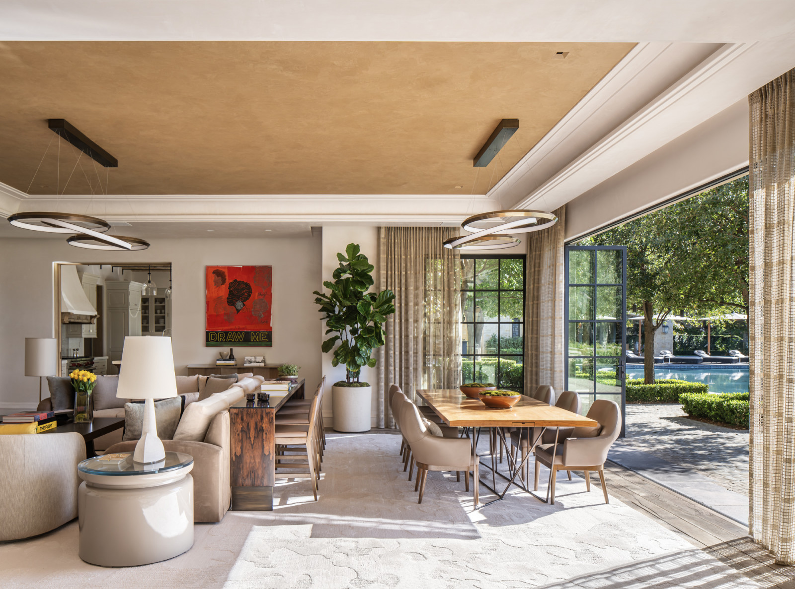 The reimagined spaces maintain a close relationship with the surrounding gardens