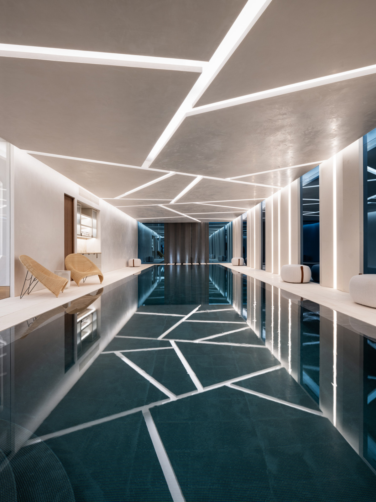 The substantial intervention accommodates a contemporary lap pool