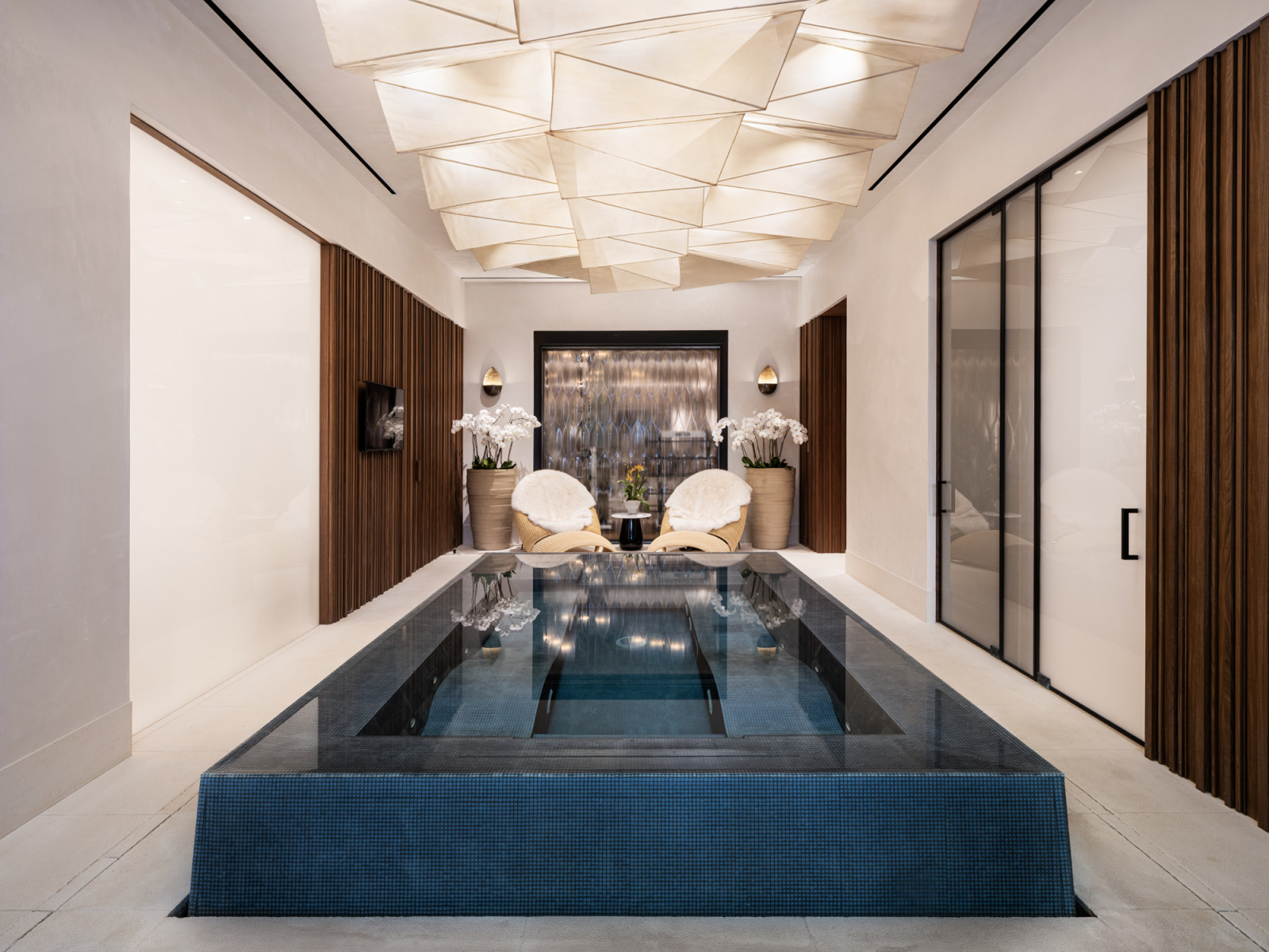 The expansive basement beneath the existing motor court includes a wellness suite