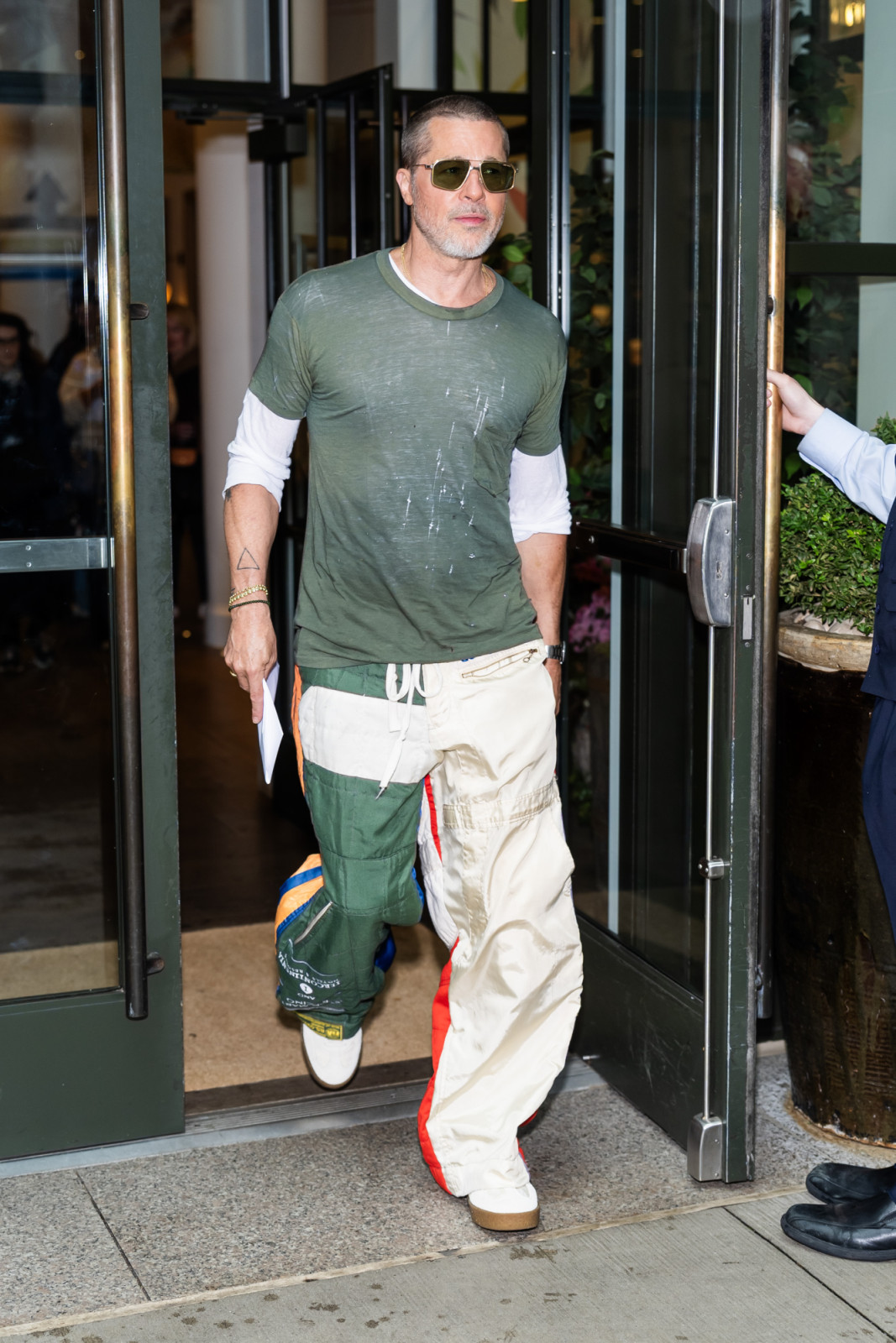 NEW YORK, NEW YORK - JUNE 14: Brad Pitt is seen in Midtown on June 14, 2025 in New York City. (Photo by TheStewartofNY/GC Images)