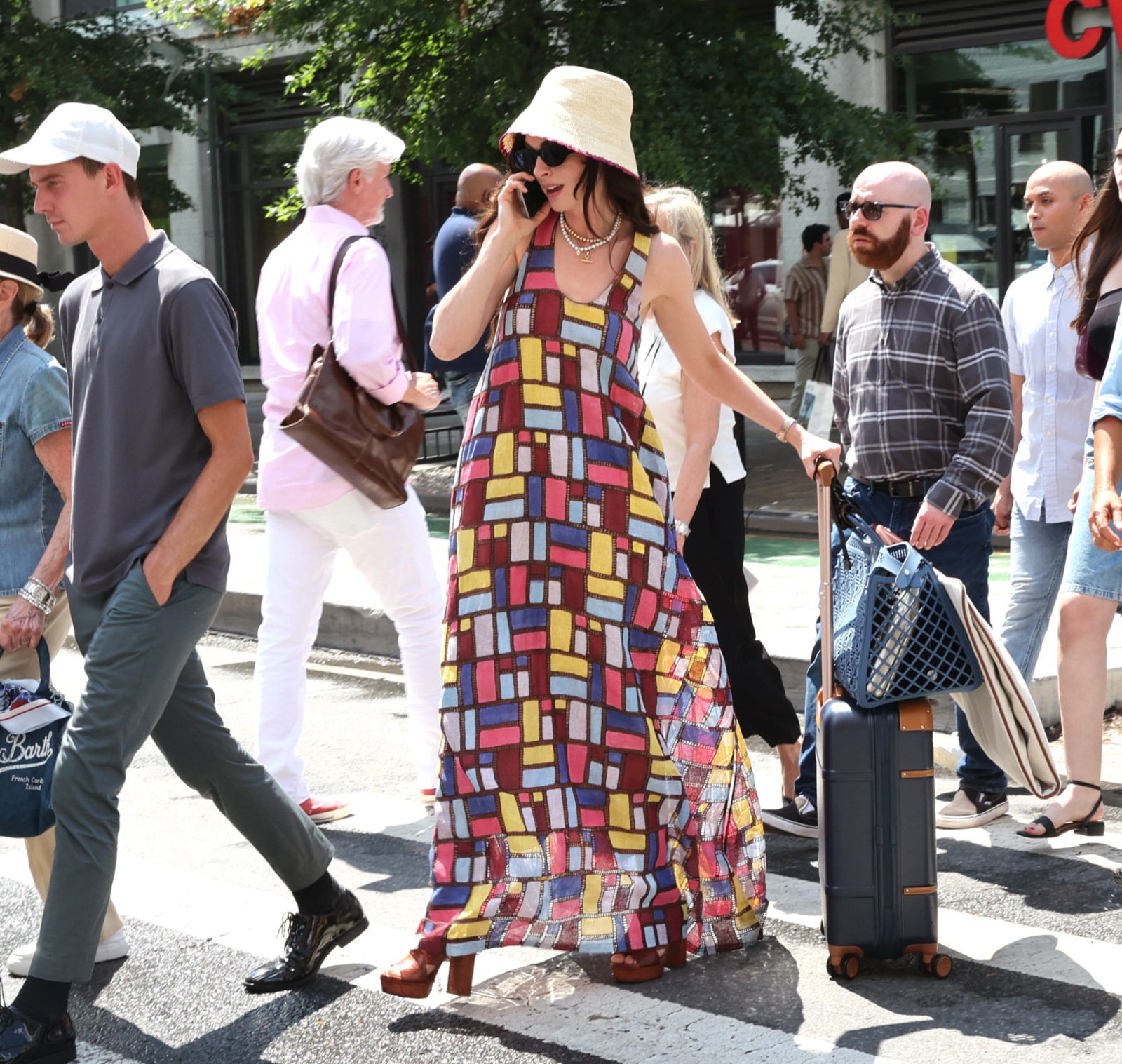 NEW YORK, NY - JULY 21: Anne Hathaway is seen on the set of "The Devil Wears Prada 2" in Manhattan on July 21, 2025 in New York City. (Photo by Jose Perez/Bauer-Griffin/GC Images)