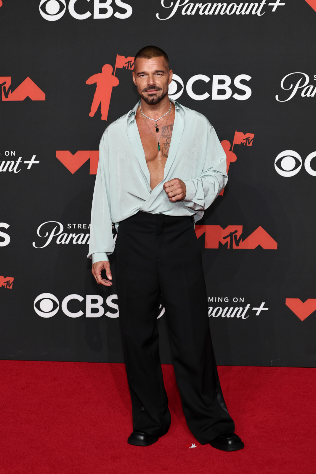 ELMONT, NEW YORK - SEPTEMBER 07: Ricky Martin attends the 2025 MTV Video Music Awards at UBS Arena on September 07, 2025 in Elmont, New York. (Photo by Jamie McCarthy/WireImage)