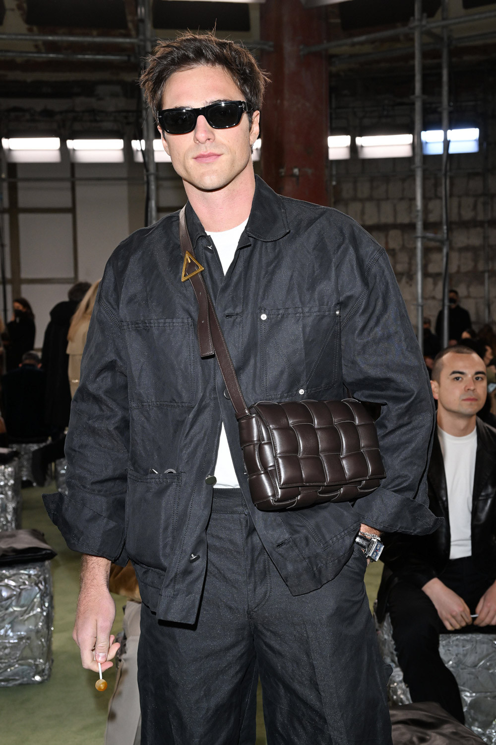 MILAN, ITALY - FEBRUARY 26: Jacob Elordi arrives at Bottega Veneta Fashion Show Fall/Winter 2022/2023 at Palazzo Fedele on February 26, 2022 in Milan, Italy. (Photo by Daniele Venturelli/Getty Images for Bottega Veneta)