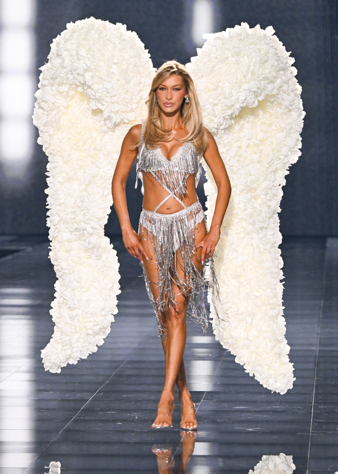 Bella Hadid at the 2025 Victoria's Secret Fashion Show held at Steiner Studios on October 15, 2025 in New York, New York. (Photo by Gilbert Flores/Variety via Getty Images)